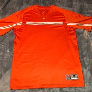 Medium Nike Team Orange Center Swoosh Shortsleeve Tee with White Stripe